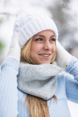 Woman With Braces With White Hat and Scarf