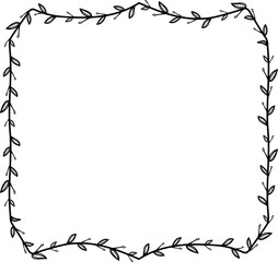 Flower wreath leaf floral border Vintage frame vector Horizontal Frame Square Frame picture frames Branch laurel botanical silhouette black retro badge elements decoration