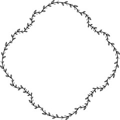 Flower wreath leaf floral border Vintage frame vector Horizontal Frame Square Frame picture frames Branch laurel botanical silhouette black retro badge elements decoration