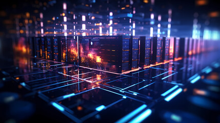 Obraz premium Data center, the core hub of the digital era