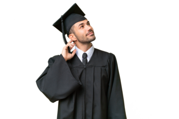 Young university graduate man over isolated background thinking an idea