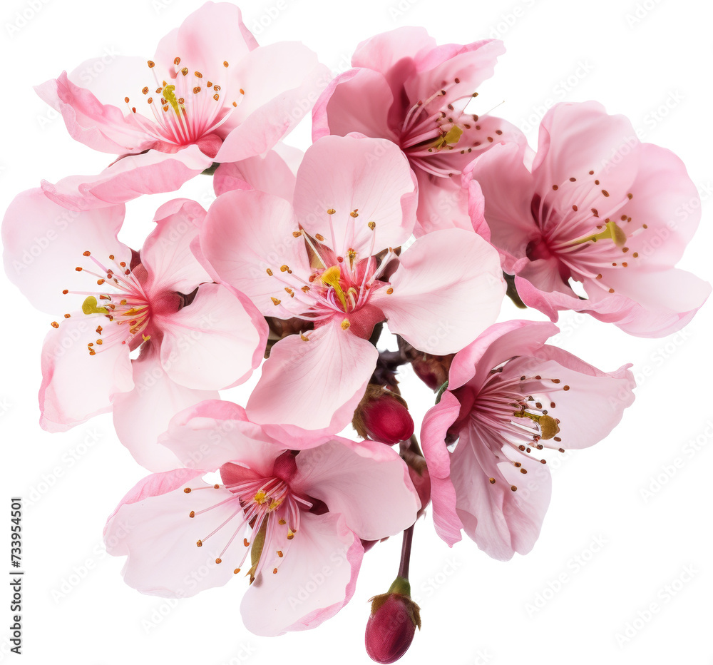 Wall mural cherry blossom isolated on white or transparent background