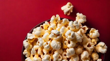 Bowl of popcorn on a rich red background