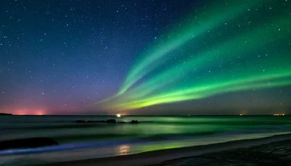 Selbstklebende Fototapeten オーロラと美しい海岸 © LAYW