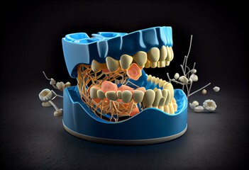 Dental anatomy - Opened Dentures. Medically accurate dental 3D illustration. Generative AI