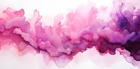 Fototapeta premium Pink and purple splashes under water abstract wavy background