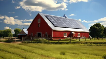 Obraz premium electricity solar panel barn