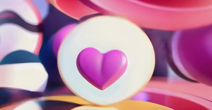 Abstract video animation of a heart for Valentine's Day or a declaration of love. Abstract video animation with a pink heart in the center on an abstract background
