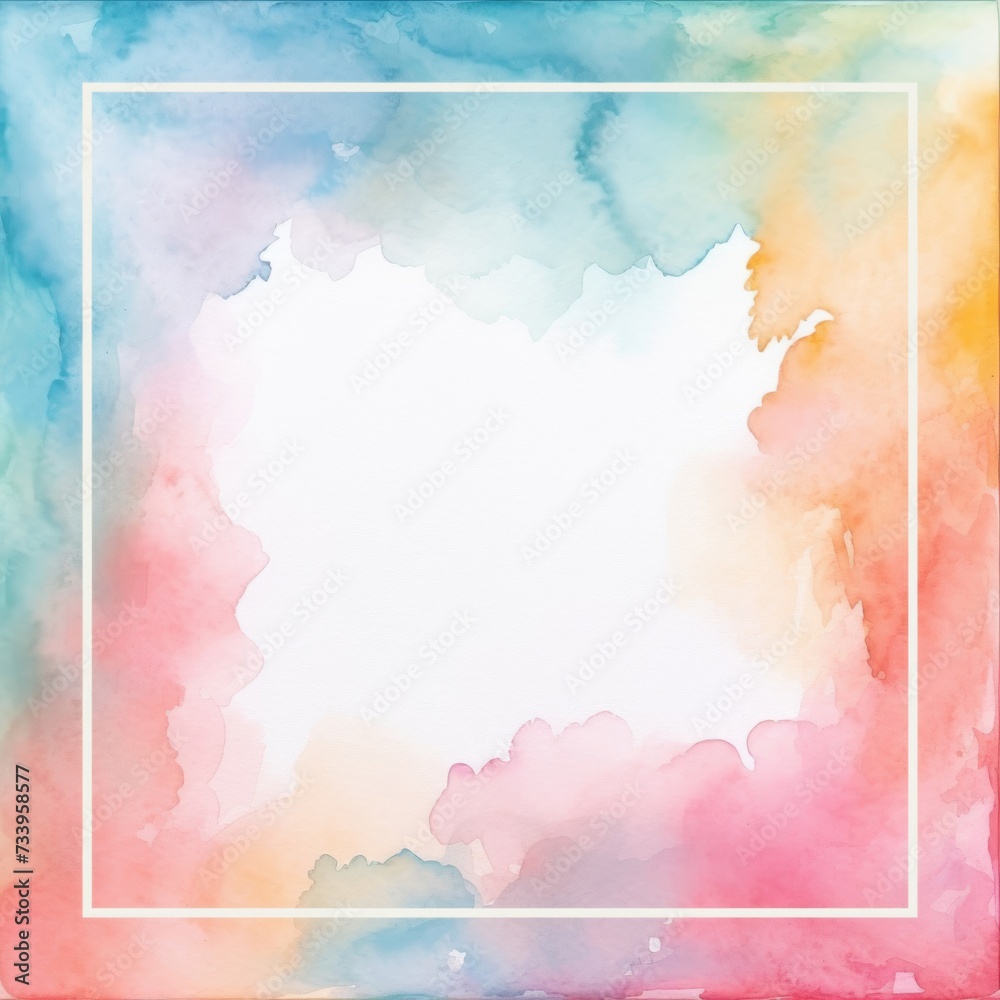 Poster abstract colorful rainbow color painting illustration texture - frame made of watercolor splashes, i