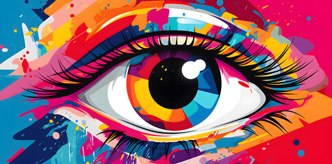 Eye in the style of colorful graphic design