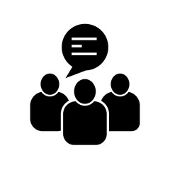 thin line teamwork icon like virtual webinar or chatroom. simple outline trend modern thought logotype graphic lineart stroke art design isolated on white. concept of three people with speechbubble