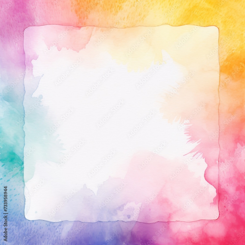 Poster abstract colorful rainbow color painting illustration texture - frame made of watercolor splashes, i