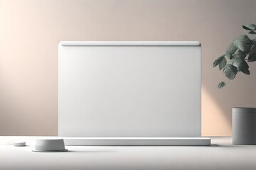 3D Minimal desktop with blank screen mockup, Empty screen for text, and logo replacement concept. 3d render illustration