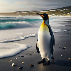 King Penguin on the beach at Volunteer Point - Falkland Islands
