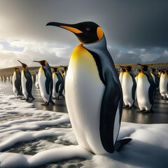 Fototapeta premium King Penguin on the beach at Volunteer Point - Falkland Islands