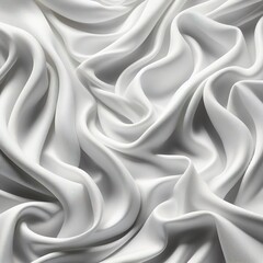Obraz premium white crumpled fabric texture background. Silk curtain with fold waves for design