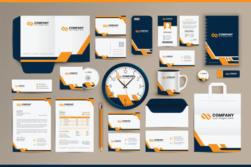 Corporate business stationery template design set with brand identity package