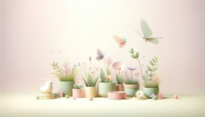 Serene Spring Stage: A Pastel Product Display Mockup