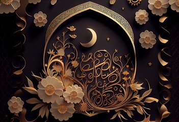 Eid mubarak beautiful islamic background Generative AI