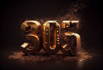 Gold 2015 lettering isolated. Generative AI