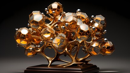 A polyhedron cluster forming an intricate geometric sculpture --ar 16:9 --v 5.2 --s 750** - Image #4 @maliktanveer