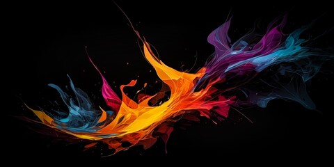 Fototapeta premium Abstract multicolored bright figures in ink. Abstract painting with paints. Graphic art