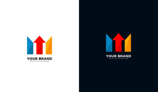 Graphic letter m logo. Icon designs of growth, progress, finance, trading, economy, etc. Vector illustration