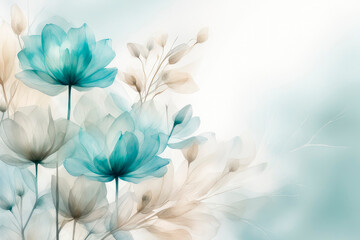 Art background with transparent x-ray flowers.