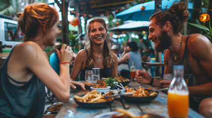 Group of People Eating Food Around a Table