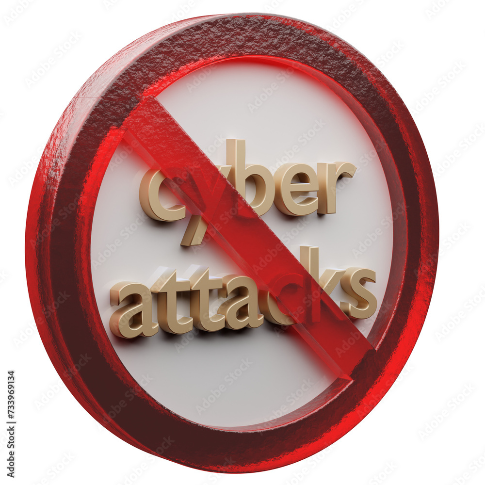 Aufkleber beautiful abstract illustration cyber attack forbidden, prohibiting sign, prohibition, warning symbo
