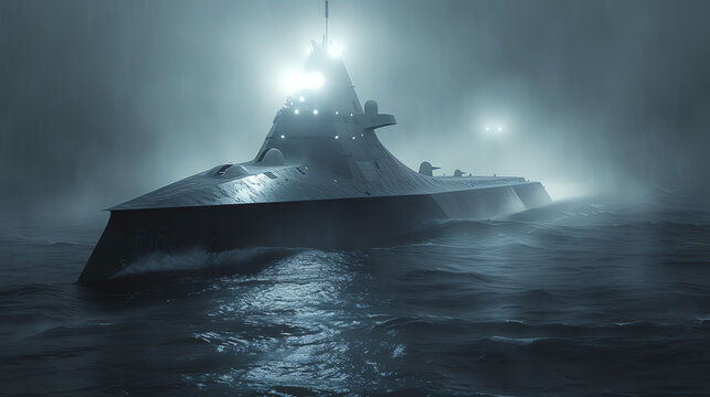 Kampfschiff im Meer