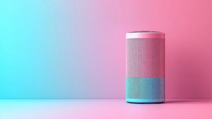 Home smart voice device. Closeup of a voice activated virtual assistant with an a powered parenting chatbot voice option. Smart ai speaker. Smart home concept