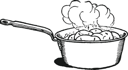 Vintage Saucepan Milk Pan Illustration