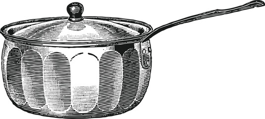 Vintage Saucepan Milk Pan Illustration