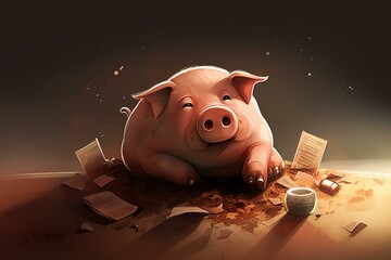 Illustration of a vacant piggy bank signifying insufficient funds for expenditure. Generative AI