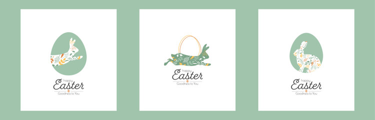 Happy Easter cards. Modern minimal design in pastel colors.