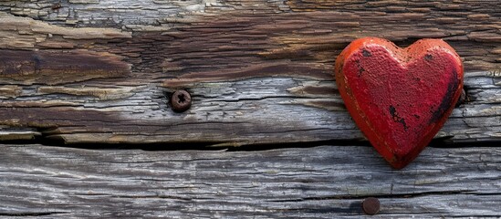 Red Heart made of rotten wood
