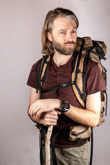 Hiker looking off into the distance 