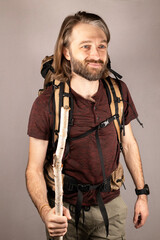 Hiking man on the move