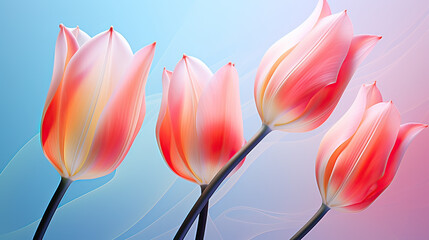 Blending the beauty of tulips into abstract forms, color gradients and geometric shapes Ai Generative