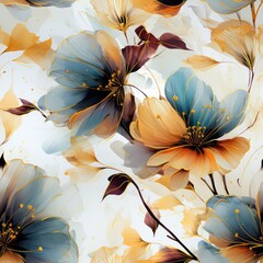 Seamless decorative flowers pattern background