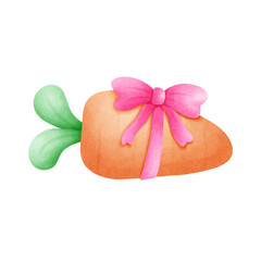 Fototapeta na wymiar Cute orange carrot clipart, cartoon carrot illustration, orange carrot hand-drawn illustration, suitable for Easter-themed illustrations and festive designs.