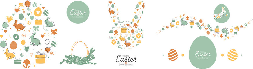 Easter set. Modern minimal design in pastel colors.