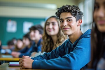 Fototapeta premium High school students enjoying classroom learning