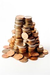 Set of gold coins in different positions. ai generated