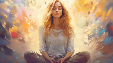Beautiful Woman in meditation state illustration