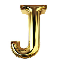 J in the style of Gold shiny and luxurious, PNG image, transparent background.