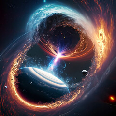 Wormholes and planets in the galaxy colliding