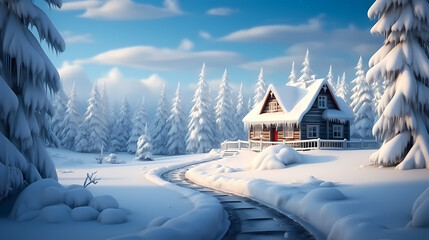 Fototapeta premium The white snow is falling in winter, entering the world of ice and snow