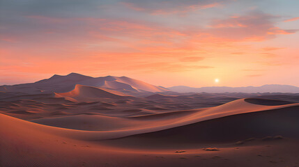 Fototapeta na wymiar Desert sand dunes at sunset. 3d render illustration.